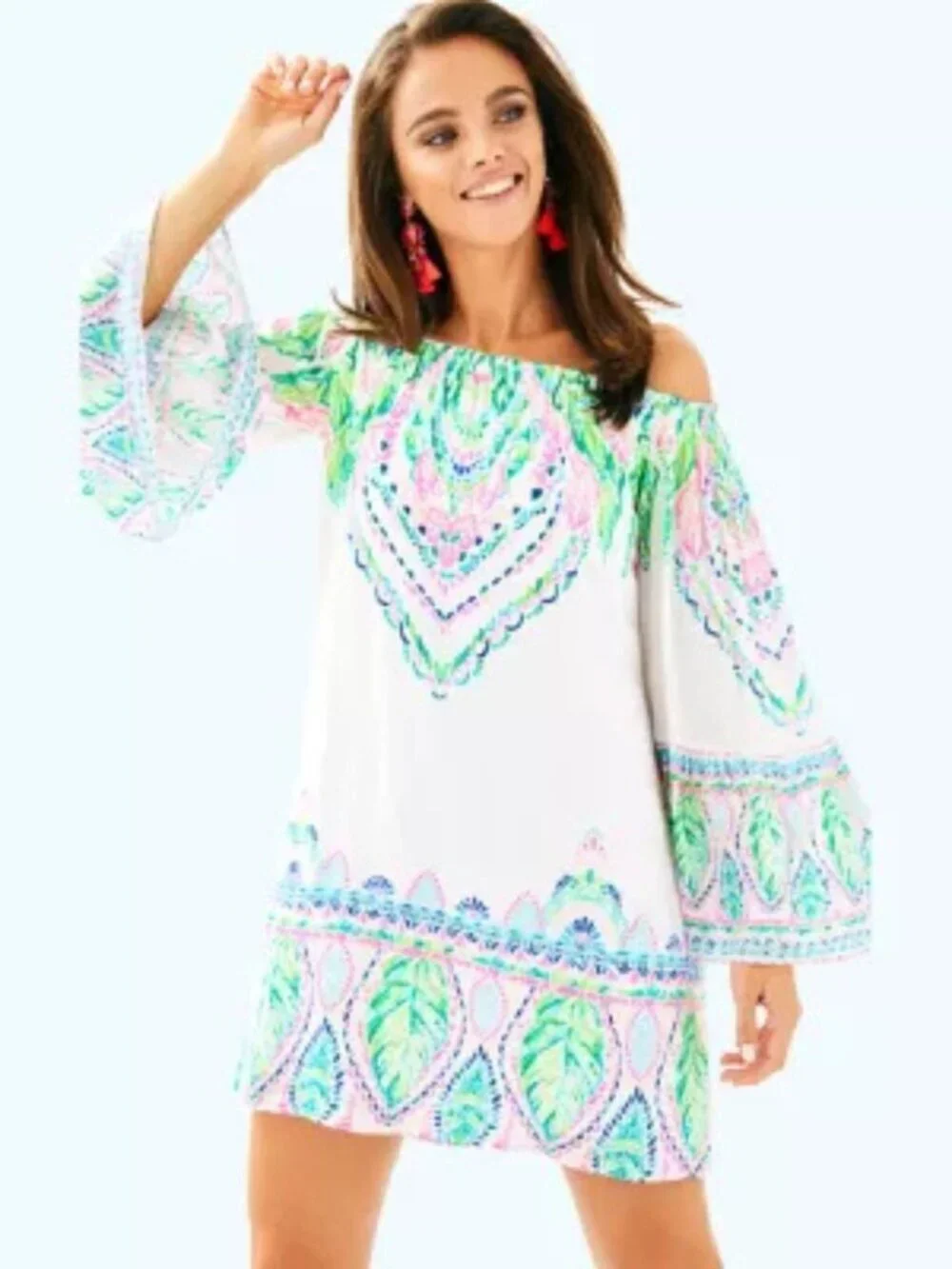 Lilly Pulitzer Coconut Coast Nevie Off-Shoulder Mini Dress Size XS 36618_2